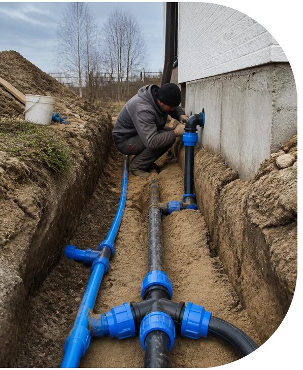 Монтаж наружного водопровода на участке под ключ в Сорочинске